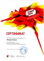 Сертификат участника конференции «ТРИМ-2014»